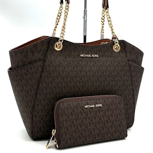 Michael Kors Large Jet Set Travel Chain Shoulder Bag & Flat Phone Case Wallet - Picture 3 of 14